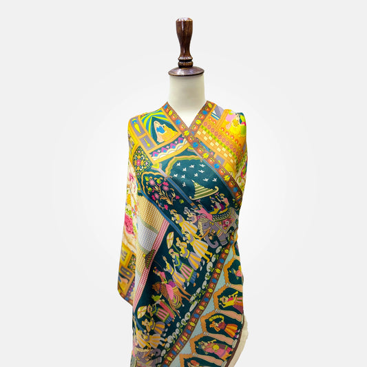 Baraat Palla Phulkari Print Stole